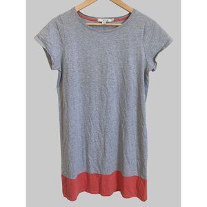 Boden Color Block T-shirt Dress Womens Size 10R Gray & Coral Minimalist Preppy